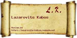 Lazarovits Kabos névjegykártya